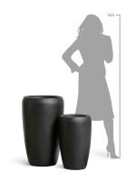 Кашпо напольное для цветов, TREEZ Effectory Black Stone, конус, керамический горшок, антрацит, 51x32 см, 37/10 л, для интерьера, для улицы — изображение 2