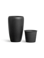 Кашпо напольное для цветов, TREEZ Effectory Black Stone, конус, керамический горшок, антрацит, 51x32 см, 37/10 л, для интерьера, для улицы — изображение 4