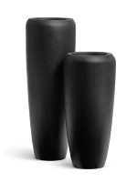 Кашпо напольное для цветов, TREEZ Effectory Black Stone, конус, керамический горшок, антрацит, 97x34 см, 75/10 л, для интерьера, для улицы