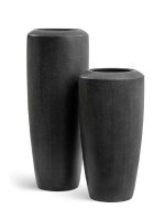 Кашпо напольное для цветов, TREEZ Effectory Quartz, конус, керамический горшок, черный кварц, 90x46 см, 120/12,5 л, для интерьера, для улицы