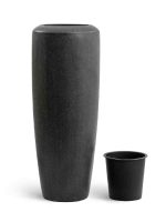 Кашпо напольное для цветов, TREEZ Effectory Quartz, конус, керамический горшок, черный кварц, 90x46 см, 120/12,5 л, для интерьера, для улицы — изображение 7
