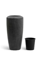 Кашпо напольное для цветов, TREEZ Effectory Quartz, конус, керамический горшок, черный кварц, 90x46 см, 120/12,5 л, для интерьера, для улицы — изображение 9
