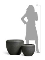 Кашпо напольное для цветов, TREEZ Effectory Quartz, чаша, керамический горшок, черный кварц, 33x40 см, 33/12,5 л, для интерьера, для улицы — изображение 2