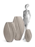 Кашпо напольное для цветов, TREEZ Effectory Dune, Высокая Design-ваза, керамический горшок, Белый песок, 81x52 см, 100 л, для интерьера, для улицы — изображение 3