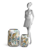 Кашпо напольное для цветов, TREEZ Effectory Savage Garden, цилиндр, керамический горшок, белый, кобальт, 43x26 см, 23 л, для интерьера, для улицы — изображение 4