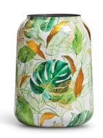 Кашпо напольное для цветов, TREEZ Effectory Savage Garden, цилиндр, керамический горшок, белый с зелёным, 43x26 см, 23 л, для интерьера, для улицы — изображение 7