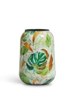 Кашпо напольное для цветов, TREEZ Effectory Savage Garden, цилиндр, керамический горшок, белый с зелёным, 43x26 см, 23 л, для интерьера, для улицы — изображение 8