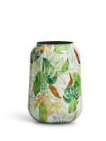 Кашпо напольное для цветов, TREEZ Effectory Savage Garden, цилиндр, керамический горшок, белый с зелёным, 43x26 см, 23 л, для интерьера, для улицы — изображение 9