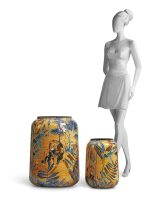 Кашпо напольное для цветов, TREEZ Effectory Savage Garden, цилиндр, керамический горшок, терракот и синий, 62x43 см, 80 л, для интерьера, для улицы — изображение 4