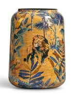 Кашпо напольное для цветов, TREEZ Effectory Savage Garden, цилиндр, керамический горшок, терракот и синий, 62x43 см, 80 л, для интерьера, для улицы — изображение 6