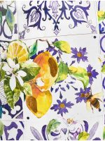 Кашпо напольное для цветов, TREEZ Effectory Savage Garden, цилиндр, керамический горшок, белый, синий, жёлтый, 43x26 см, 23 л, для интерьера, для улицы — изображение 2