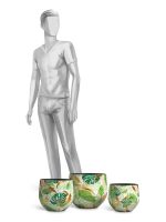 Кашпо напольное для цветов, TREEZ Effectory Savage Garden, чаша, керамический горшок, белый с зелёным, 29x33 см, 23 л, для интерьера, для улицы — изображение 4