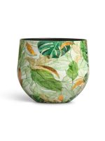 Кашпо напольное для цветов, TREEZ Effectory Savage Garden, чаша, керамический горшок, белый с зелёным, 29x33 см, 23 л, для интерьера, для улицы — изображение 5