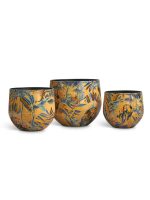 Кашпо напольное для цветов, TREEZ Effectory Savage Garden, чаша, керамический горшок, терракот и синий, 29x33 см, 23 л, для интерьера, для улицы