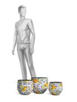 Кашпо напольное для цветов, TREEZ Effectory Savage Garden, чаша, керамический горшок, терракот и синий, белый, синий, жёлтый, 29x33 см, 23 л, для интерьера, для улицы — изображение 4