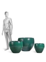 Кашпо напольное для цветов, TREEZ Effectory Ron, чаша, керамический горшок, тёмно-бирюзово-зелёный, 39x39 см, 25 л, для интерьера, для улицы — изображение 2