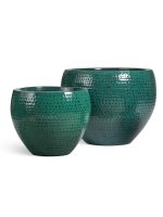 Кашпо напольное для цветов, TREEZ Effectory Ron, чаша, керамический горшок, тёмно-бирюзово-зелёный, 39x39 см, 25 л, для интерьера, для улицы — изображение 5