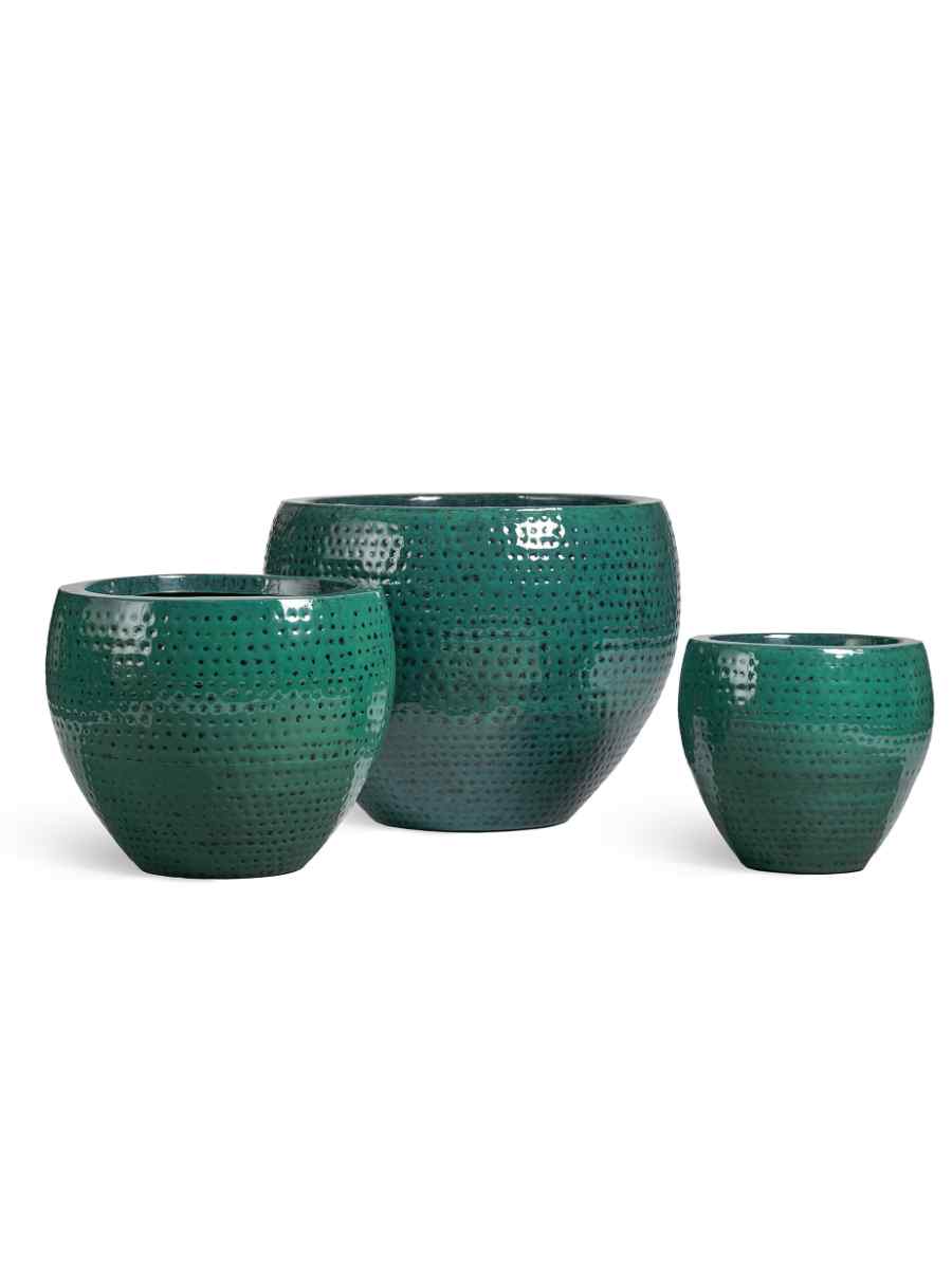 41.33-25-24-130-EMG Кашпо напольное для цветов, TREEZ Effectory Ron, чаша, керамический горшок, тёмно-бирюзово-зелёный, 45x54 см, 50 л, для интерьера, для улицы — изображение 1