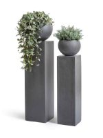 Кашпо напольное для цветов, TREEZ Effectory Beton, Колонна , керамический горшок, Тёмно-серый бетон, 120x34 см, - л, для интерьера, для улицы — изображение 4