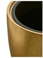 Кашпо напольное для цветов, TREEZ Effectory Metal, конус, керамический горшок, сусальное золото, 28x30 см, 35/18,5 л, для интерьера, для улицы — изображение 2