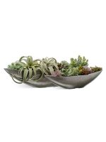 Кашпо напольное для цветов, TREEZ Effectory Metal, лодка, керамический горшок, Стальное серебро, 15x65 см, 0 л, для интерьера — изображение 2