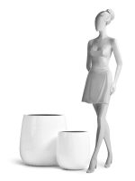 Кашпо напольное для цветов, TREEZ Effectory Gloss, Чаша, керамический горшок, Белый гланцевый лак, 35x32 см, 18л/7л л, для интерьера, для улицы — изображение 2