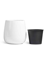 Кашпо напольное для цветов, TREEZ Effectory Gloss, Чаша, керамический горшок, Белый гланцевый лак, 35x32 см, 18л/7л л, для интерьера, для улицы — изображение 5