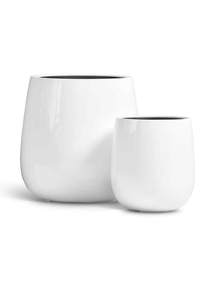 41.3321-05-132-WH Кашпо напольное для цветов, TREEZ Effectory Gloss, Чаша, керамический горшок, Белый гланцевый лак, 35x32 см, 18л/7л л, для интерьера, для улицы — изображение 1