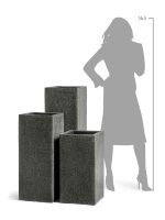 Кашпо напольное для цветов, TREEZ Effectory Stone, куб, керамический горшок, тёмно-серый камень, 60x31 см, 57/12,5 л, для интерьера, для улицы — изображение 2