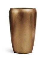 Кашпо напольное для цветов, TREEZ Effectory Metal, конус, керамический горшок, тёмное матовое золото, 68x43 см, 80/18,5 л, для интерьера, для улицы
