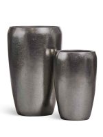 Кашпо напольное для цветов, TREEZ Effectory Metal, конус, керамический горшок, Стальное серебро, 68x43 см, 80/18,5 л, для интерьера