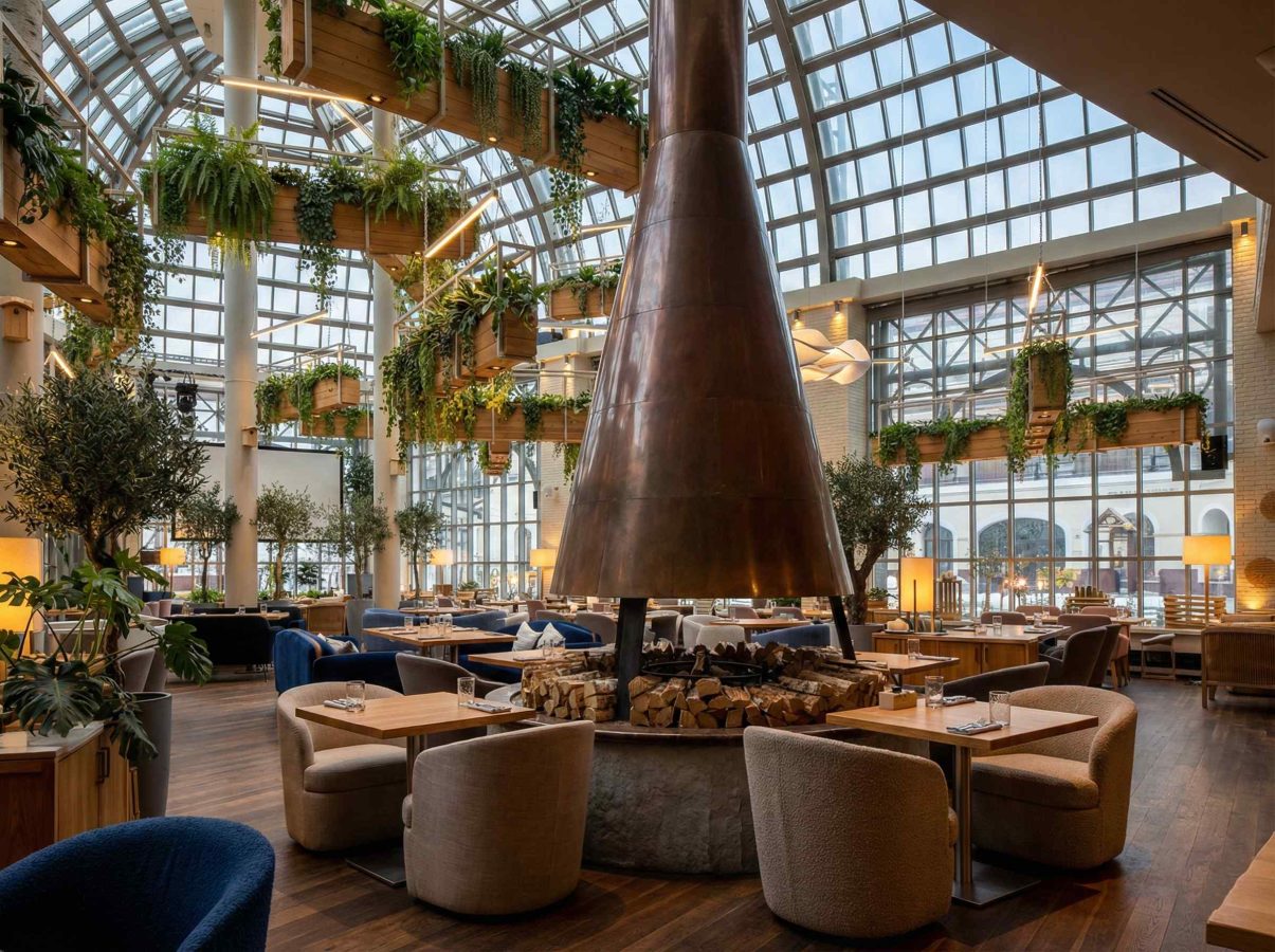 Озеленение ресторана в Подмосковье — подвесные растения в кашпо